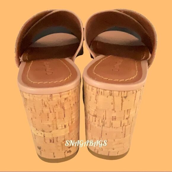 COACH NIB CROSS WEDGE SANDAL SHOE TAN PALE BLUSH SIZE 8B - Picture 3 of 10